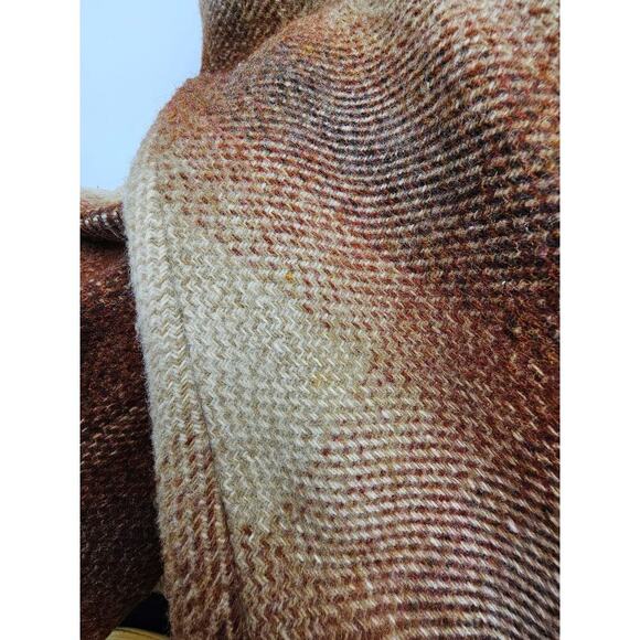 Vtg 70s Miss Gallery Women's S/M Brown & Tan Plaid Retro Wool Trench Coat w/Belt - Picture 10 of 12